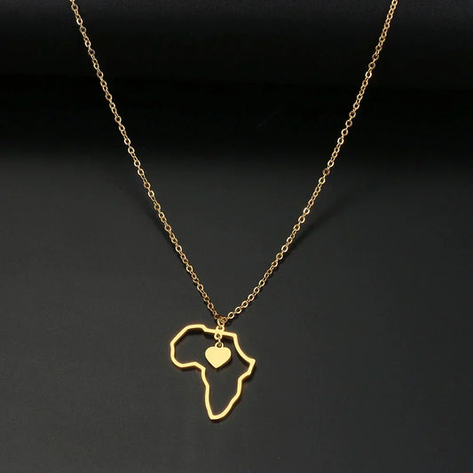 Collier avec cœur du continent en or