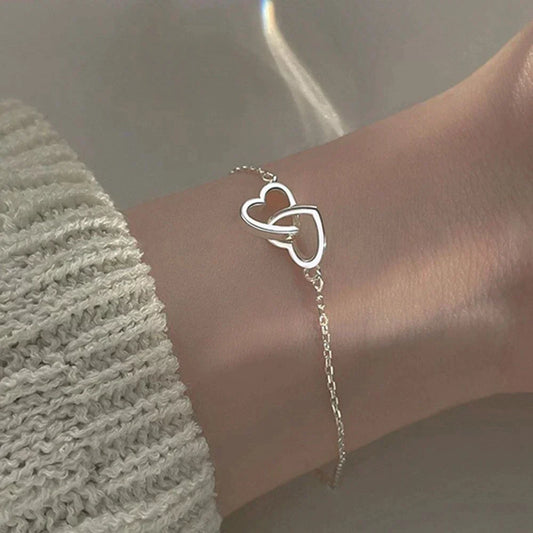 Élégant Bracelet en Argent en Forme de Cœur