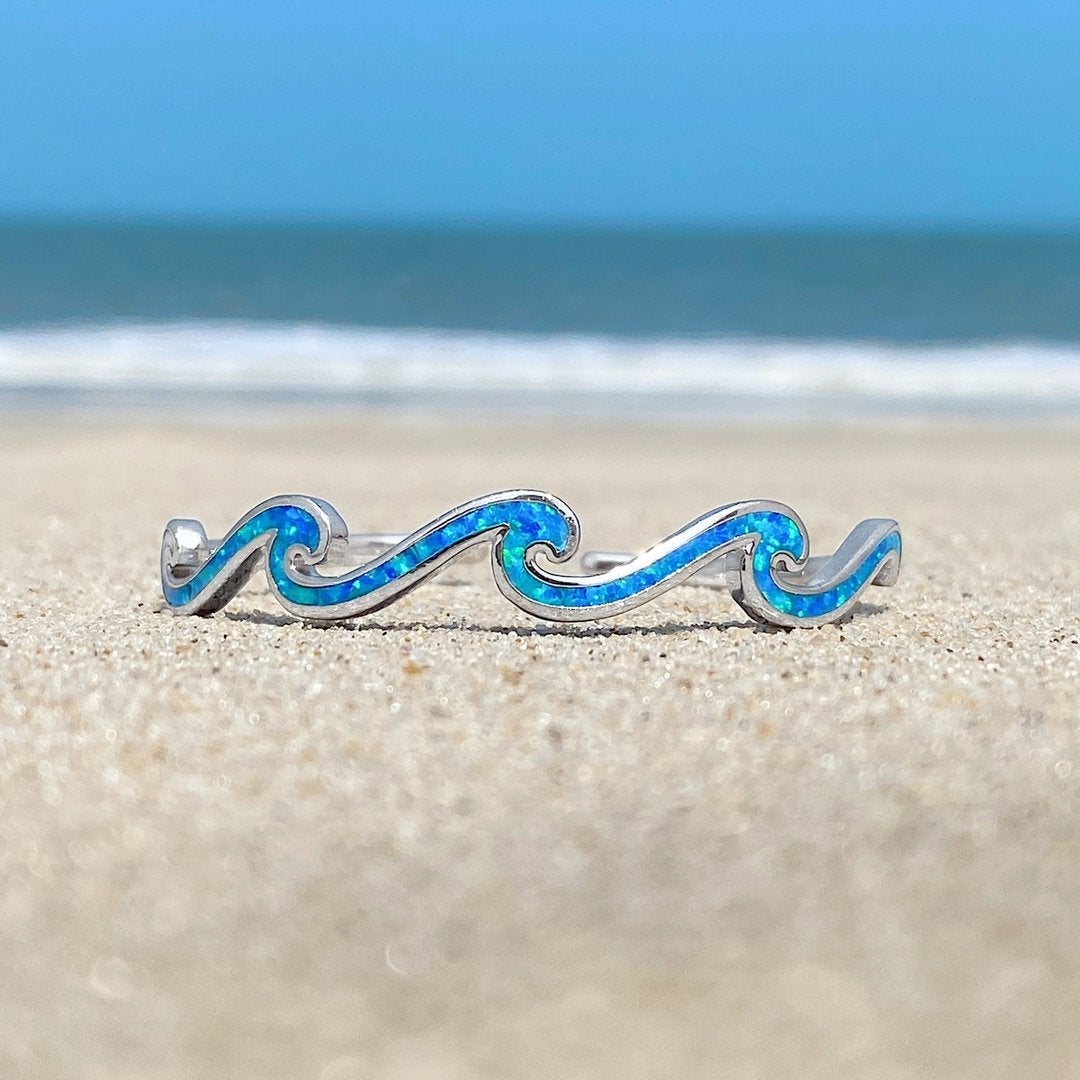 Ăblouissant Bracelet Triple Vague en Opale et Argent Sterling