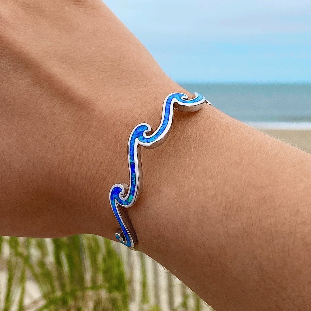 Ăblouissant Bracelet Triple Vague en Opale et Argent Sterling