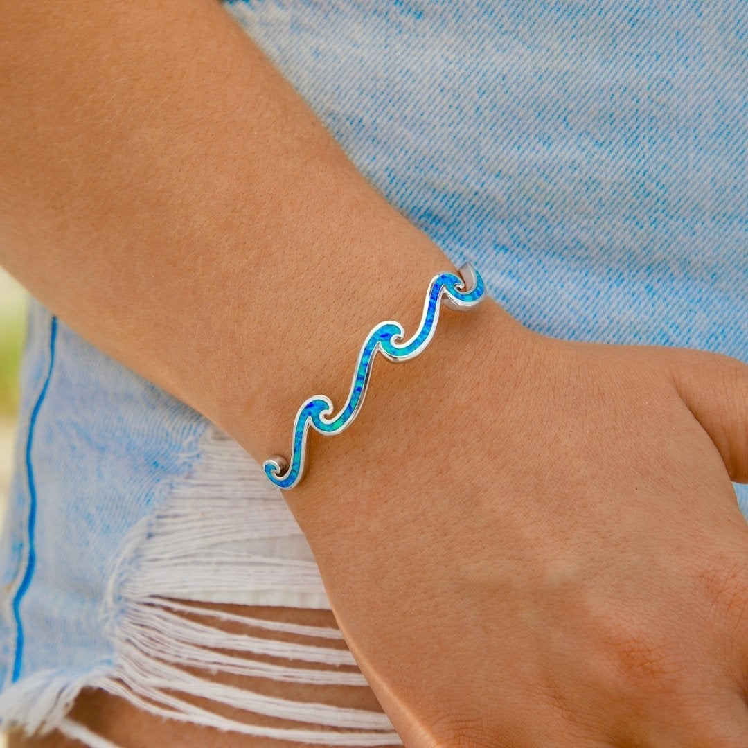 Ăblouissant Bracelet Triple Vague en Opale et Argent Sterling
