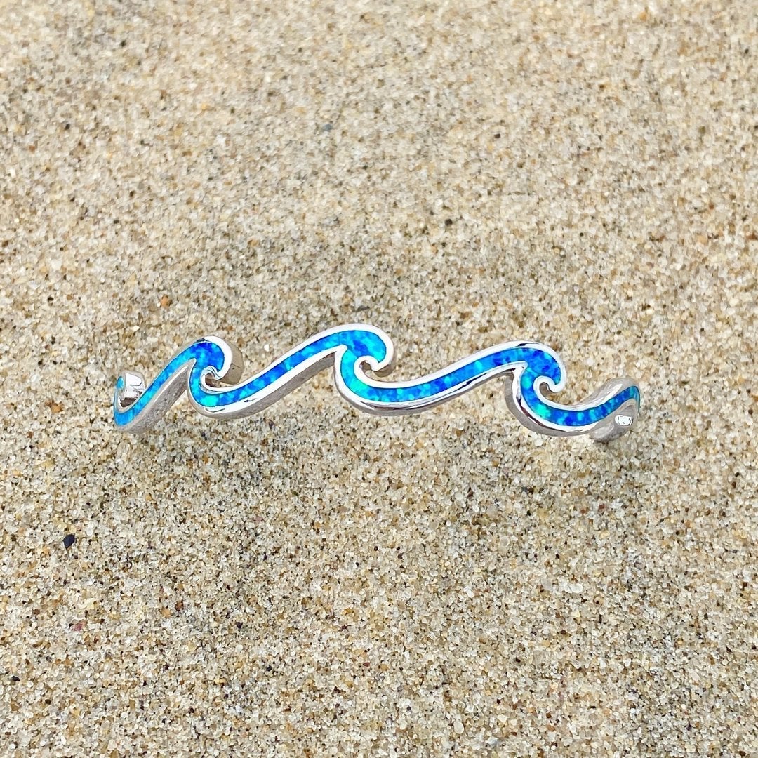 Ăblouissant Bracelet Triple Vague en Opale et Argent Sterling
