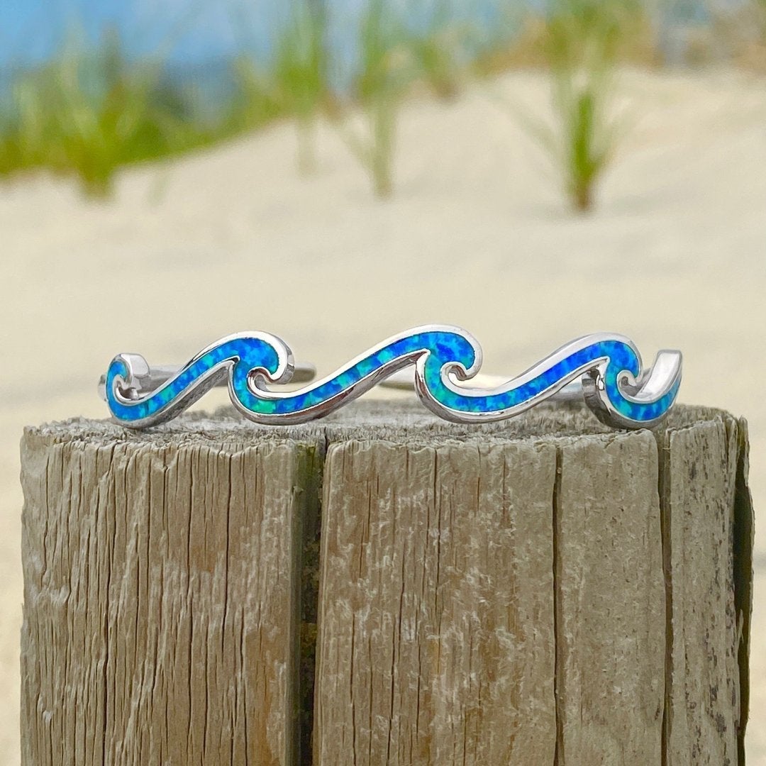 Ăblouissant Bracelet Triple Vague en Opale et Argent Sterling