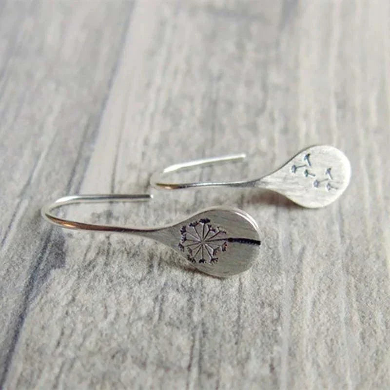 Boucles d'oreilles feuille de pissenlit en argent 925