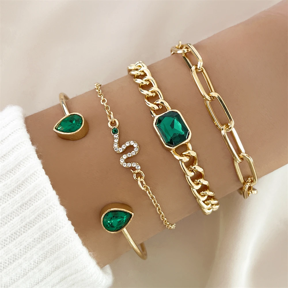 Ensemble de Bracelets Vintage en Cristal Ămeraude
