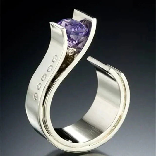 Bague vintage avec cristal violet en argent