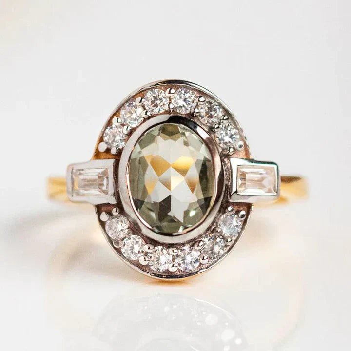 Bague en cristal vert vintage