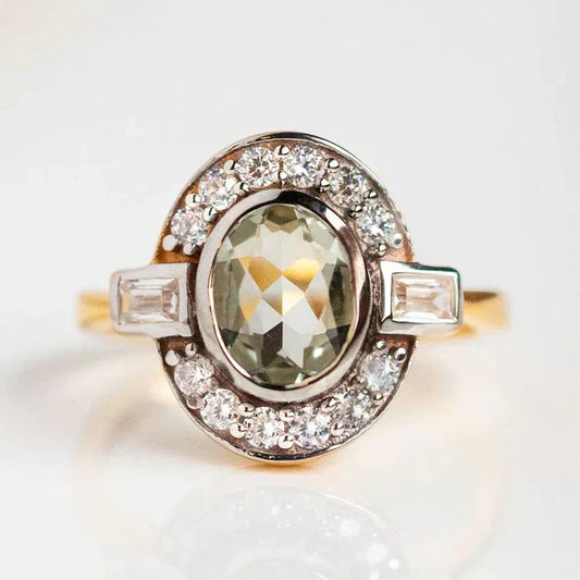 Bague en cristal vert vintage